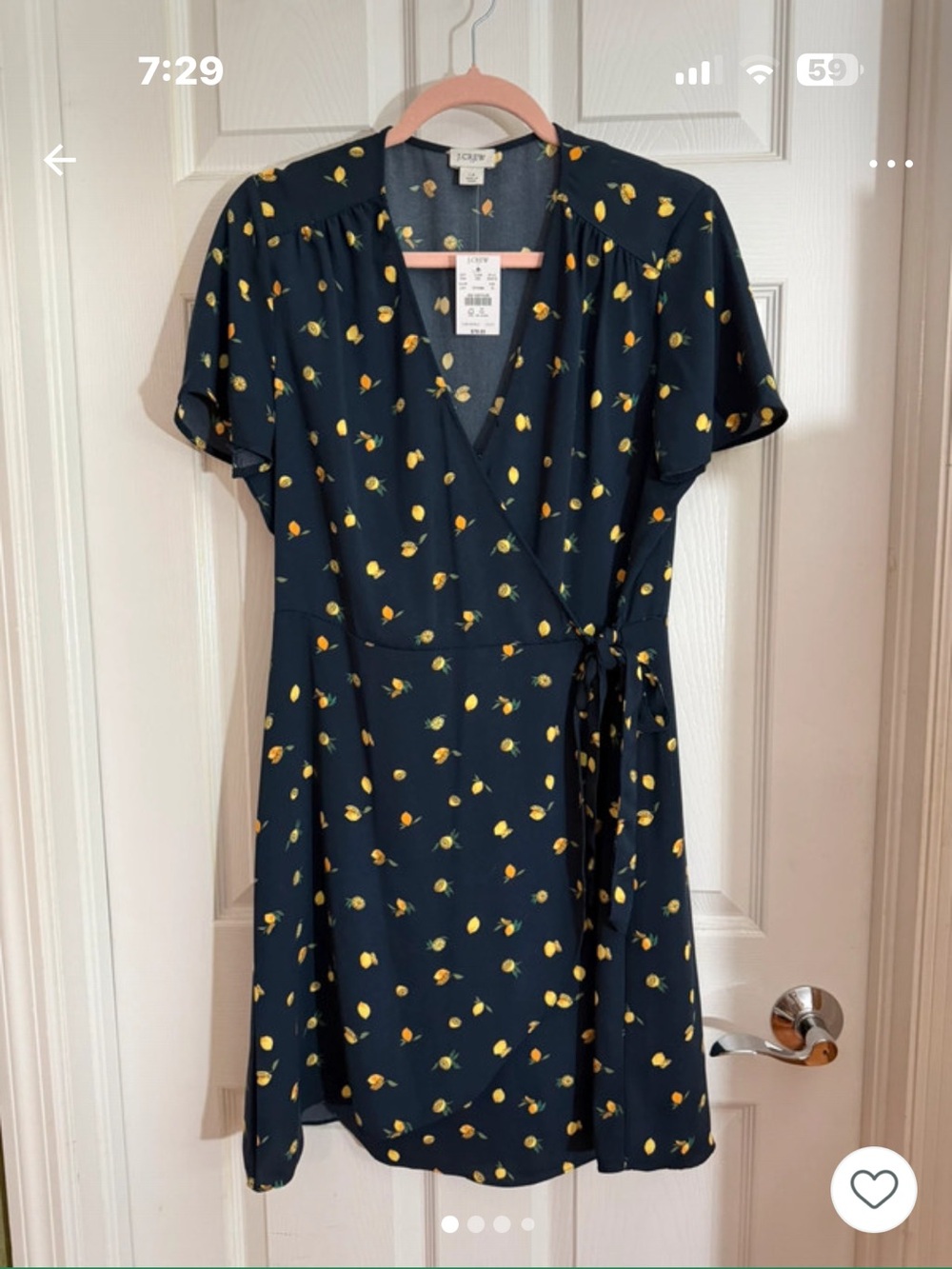 J. Crew Navy Lemon-Print Wrap Tunic NWT size 12